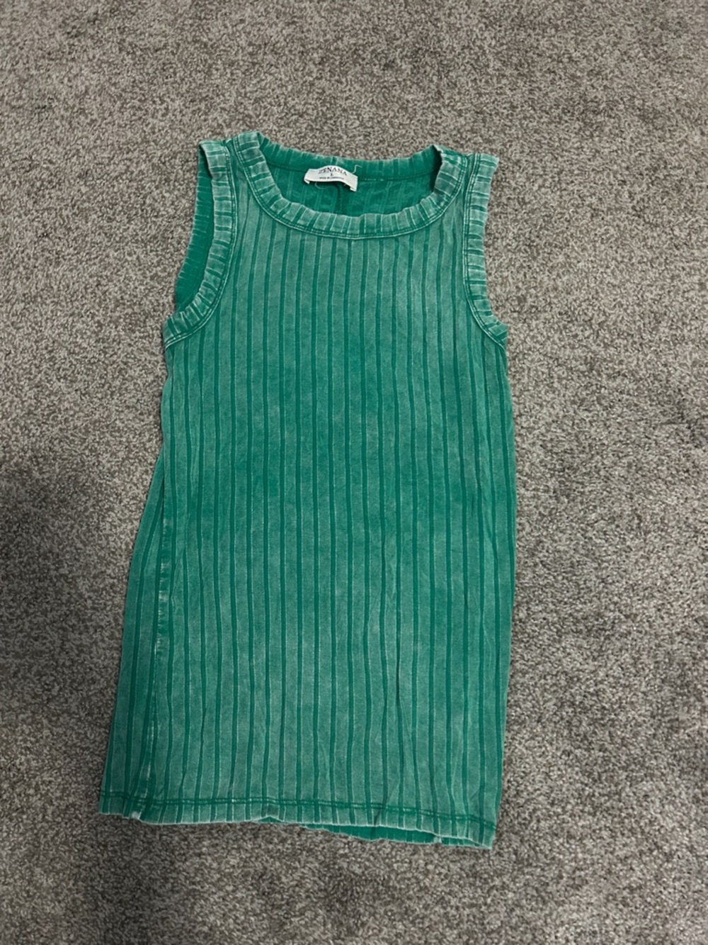 Green Ribbed Sleeveless Tank